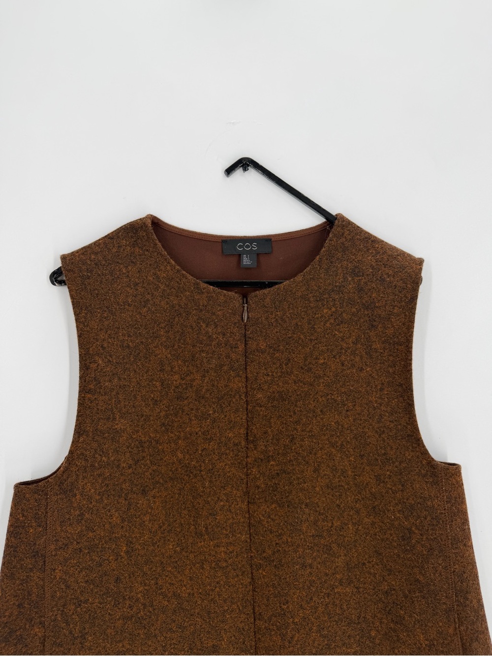 Cos Wool Mix Blend Sleeveless Vest Dress With Pockets In Brown